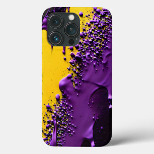 テクスチャ付き紫色の黒い黄色の爆発 iPhone 13 PROケース