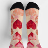 テクスチャ付き背景にバレンタインハートとレース ソックス (上部)