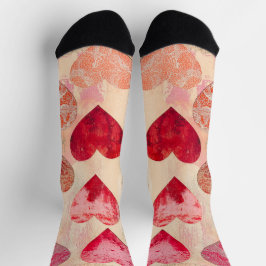 テクスチャ付き背景にバレンタインハートとレース ソックス