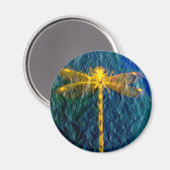 テクスチャ付き背景に黄金の神話のトンボ。 マグネット (正面/裏面)