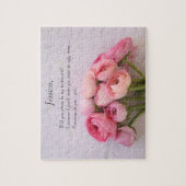 テクスチャ付き背景のピンクのランナキュラス ジグソーパズル (縦)