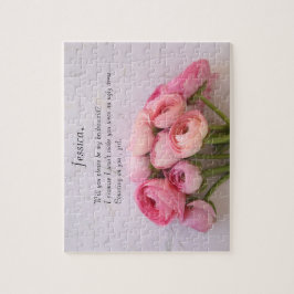 テクスチャ付き背景のピンクのランナキュラス ジグソーパズル