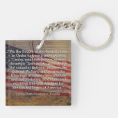 テクスチャ付き背景の上の米国憲法プリアンブル キーホルダー (裏面)