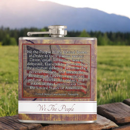 テクスチャ付き背景の上の米国憲法プリアンブル フラスク