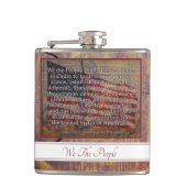 テクスチャ付き背景の上の米国憲法プリアンブル フラスク (正面)