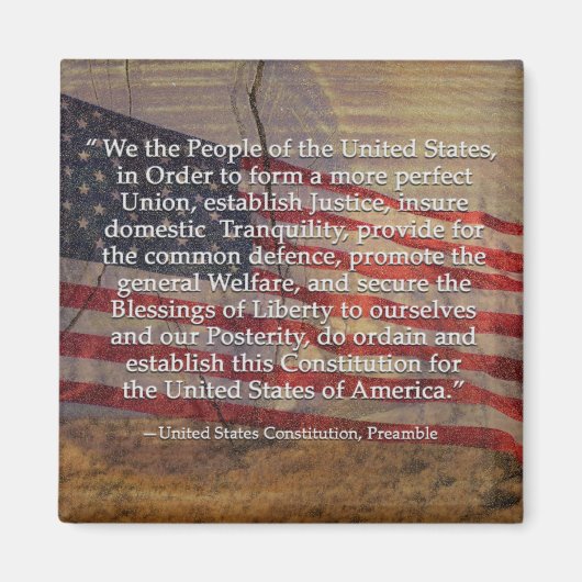 テクスチャ付き背景の上の米国憲法プリアンブル マグネット (正面)