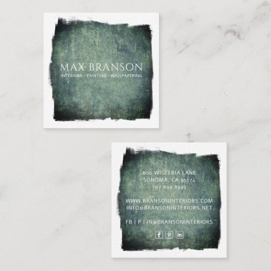 テクスチャ付き背景インテリアのペイント スクエア名刺 (正面/裏面)