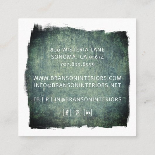 テクスチャ付き背景インテリアのペイント スクエア名刺 (裏面)