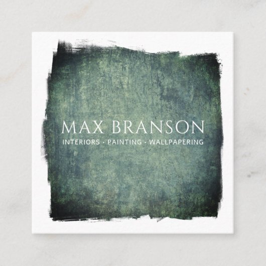 テクスチャ付き背景インテリアのペイント スクエア名刺 (正面)