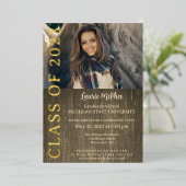 テクスチャ付き背景フォイルの写真 箔招待状 (立ち正面)