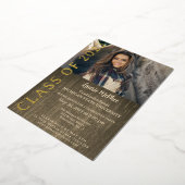 テクスチャ付き背景フォイルの写真 箔招待状 (回転した状態)