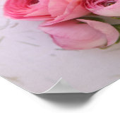 テクスチャ付き背景記号のピンクのランナキュラス ポスター (角)