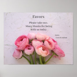 テクスチャ付き背景記号のピンクのランナキュラス ポスター