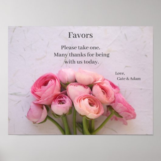 テクスチャ付き背景記号のピンクのランナキュラス ポスター (正面)