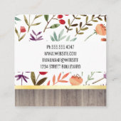 テクスチャ付き花のパターン |木目 スクエア名刺 (裏面)