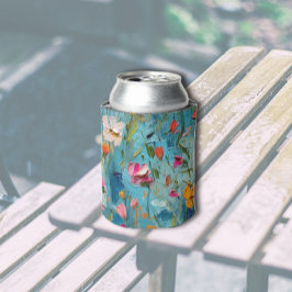 テクスチャ付き花のパターン 缶クーラー