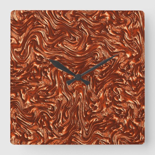 テクスチャ付き茶色のテラコッタ スクエア壁時計 (正面)