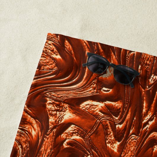 テクスチャ付き茶色のテラコッタ ビーチタオル (インサイチュ)