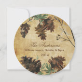 テクスチャ付き茶色の松の円錐クリスマスグリーティングカード シーズンカード (裏面)