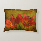 テクスチャ付き西部赤プレーリーリリーアイコン アクセントクッション (裏面)