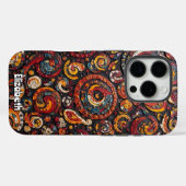 テクスチャ付き赤と金ゴールド渦巻き Case-Mate iPhoneケース (裏面 (横))