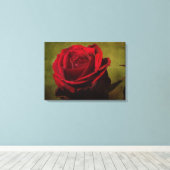 テクスチャ付き赤ローズストレッチキャンバス印刷 キャンバスプリント (インサイチュ (ウッドフロア))