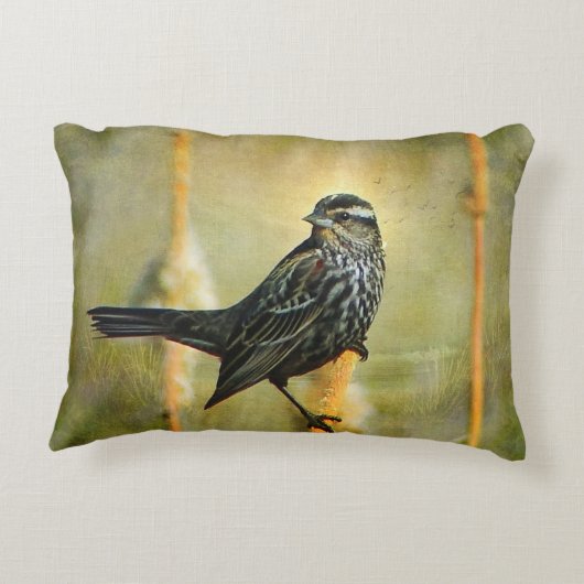 テクスチャ付き赤羽ブラックバードアウトドアアクセント枕 アクセントクッション (裏面)