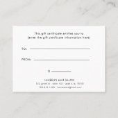 テクスチャ付き金ゴールドホイルフェイクギフト証明書 名刺 (裏面)