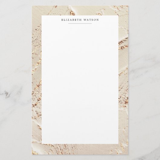 テクスチャ付き金ゴールドホイルフェイクモノグラム文房具 便箋 (正面)