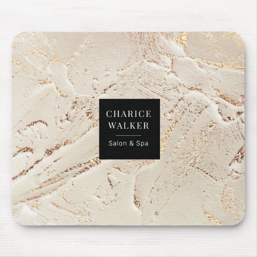 テクスチャ付き金ゴールドモダンモノグラムマウスパッド マウスパッド (正面)