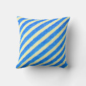 テクスチャ付き青と黄色のストライプ クッション (裏面)