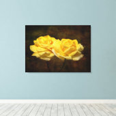 テクスチャ付き黄色ローズストレッチキャンバス印刷 キャンバスプリント (インサイチュ (ウッドフロア))