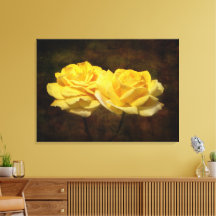 テクスチャ付き黄色ローズストレッチキャンバス印刷