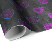 テクスチャ付き黒と紫のハート包装紙 ラッピングペーパー (ロールコーナー)