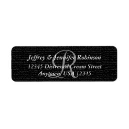 テクスチャ付き黒素朴モノグラム差出人住所 ラベル