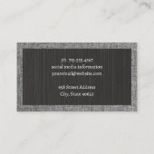 テクスチャ付き黒 |ファブリックグレーパターン 名刺 (裏面)