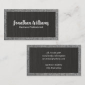 テクスチャ付き黒 |ファブリックグレーパターン 名刺 (正面/裏面)