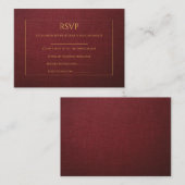 テクスチャ付きBurgundy &金ゴールド結婚のRSVPカード エンクロージャーカード (正面/裏面)