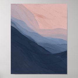 テクスチャ内の波 – 深いブルー&ベージュ ポスター