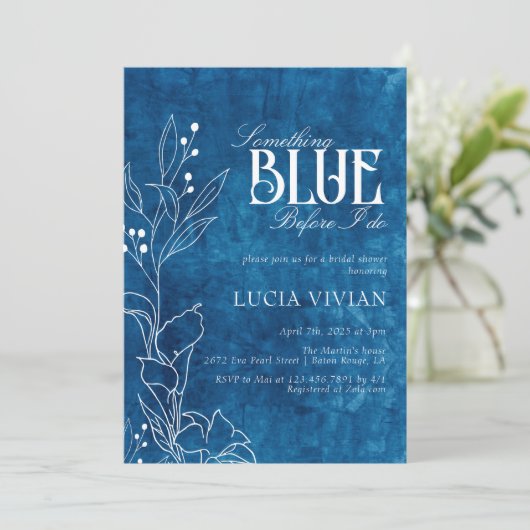 テクスチャ処理を行う前に何か青いブライダルシャワー 招待状 (スタンド正面)