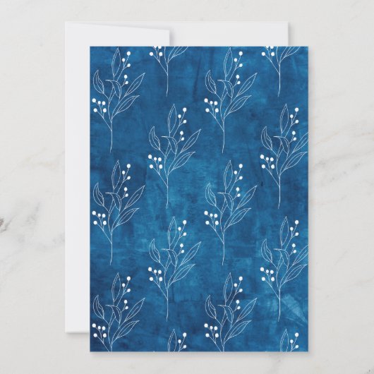 テクスチャ処理を行う前に何か青いブライダルシャワー 招待状 (裏面)