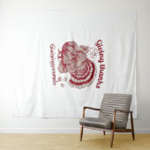 テクスチャ加工トルコスケッチリッチレッドセピア淡い色のオン タペストリー (インサイチュ(横))