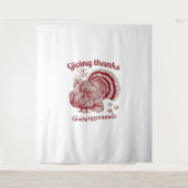 テクスチャ加工トルコスケッチリッチレッドセピア淡い色のオン タペストリー (正面)