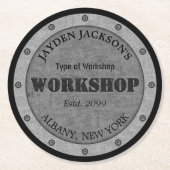 テクスチャ効果ショップショップワークショップシェッドマンケーブ ラウンドペーパーコースター (正面)