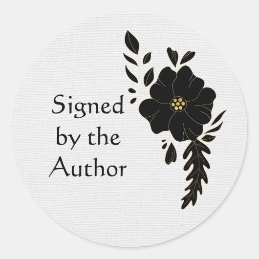 テクスチャ効果ブラックバラ蔵書票 ラウンドシール (正面)