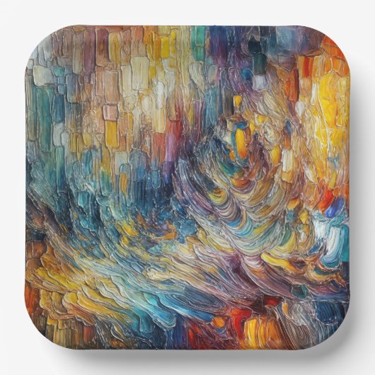 テクスチャ厚絵を描抽象芸術 ペーパープレート (正面)