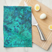 テクスチャ大理石の青とターコイズ自然 キッチンタオル (四つ折り)