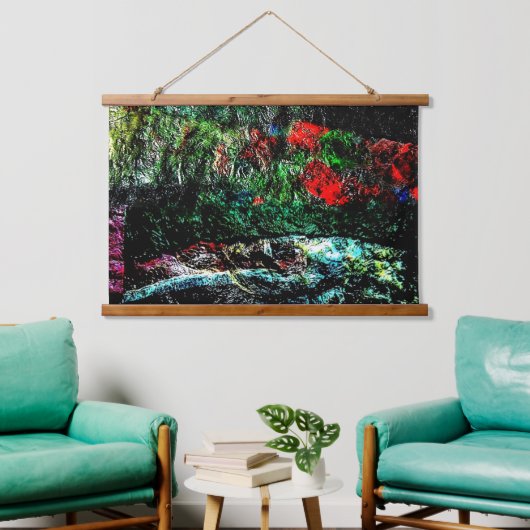 テクスチャ抽象芸術木材トップウォールタペストリー、暗 吊り下げ型タペストリー (リビング)