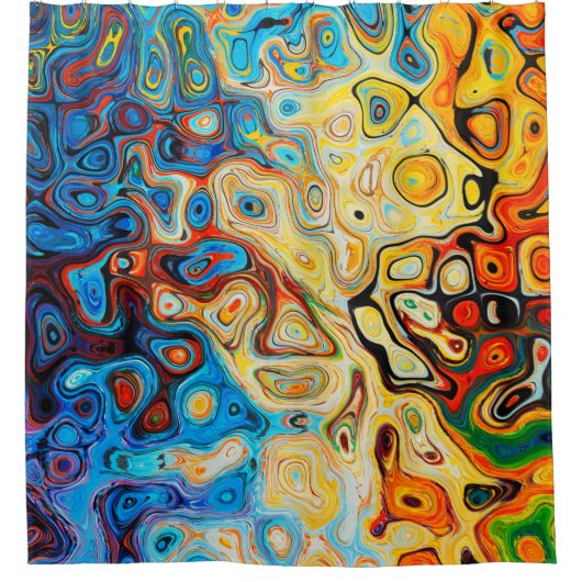 テクスチャ抽象芸術構造カラフル シャワーカーテン (正面)