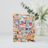 テクスチャ紙ハートコラージュのグリーティングカード カード (スタンド正面)